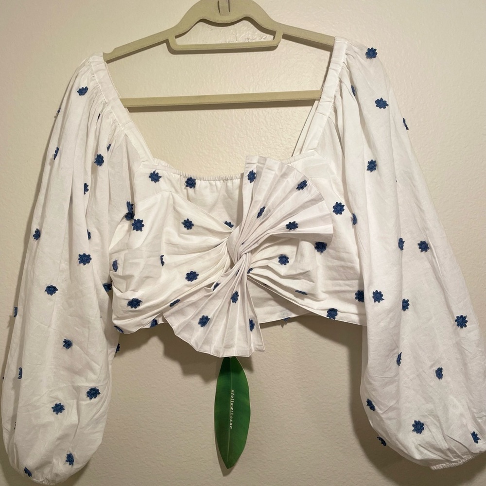 Farm Rio Blue Flower Crop Top